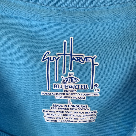 Guy Harvey Original light blue short sleeved tee shirt size large with pocket - Picture 6 of 6